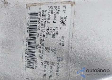 1998 Dodge Ram 1500 St из США, поврежденный, VIN 3B7HF12Y0WM215202